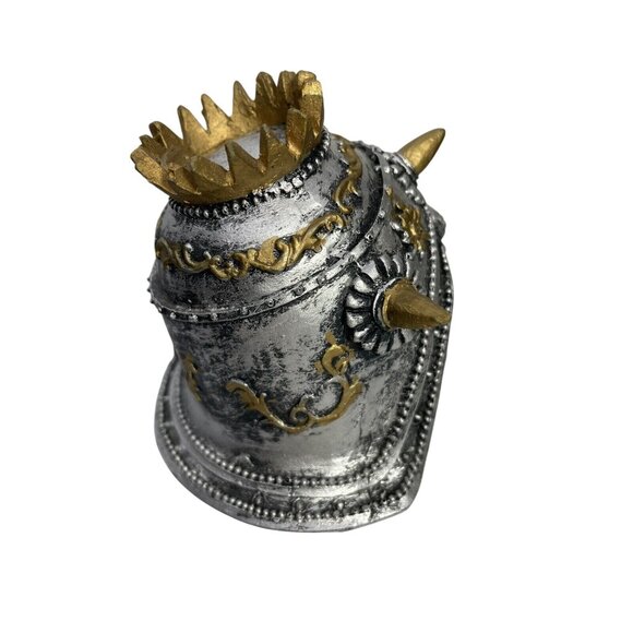 Skull Figure Shelf Sitter King Style with Silver HELMET - Picture 3 of 12